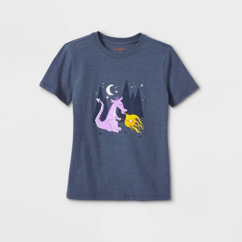 Photo 1 of 2 ITEMS) Boys' Camping Dragon Graphic Short Sleeve T-Shirt - Cat & Jack™ Dark
SIZE M, XL