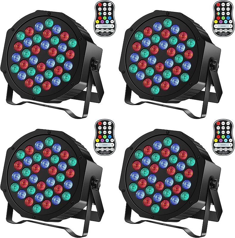 Photo 1 of Rechargeable Par Can Lights U`King Wireless LED Uplights Battery Powered Uplighting with RGB 36W Stage Lighting Up Lights for Wedding DJ Disco Events Indoor Dance Party Church Live (4 Pack)
