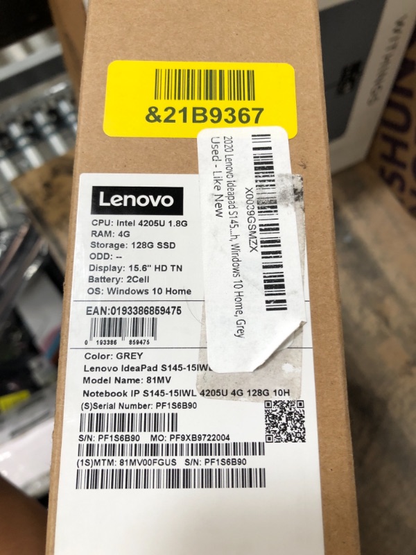 Photo 2 of Lenovo ideapad S145 15.6 Laptop, Intel Celeron 4205U Dual-Core Processor, 4GB Memory, 128GB Solid State Drive, Windows 10 - Grey - 81MV00FGUS