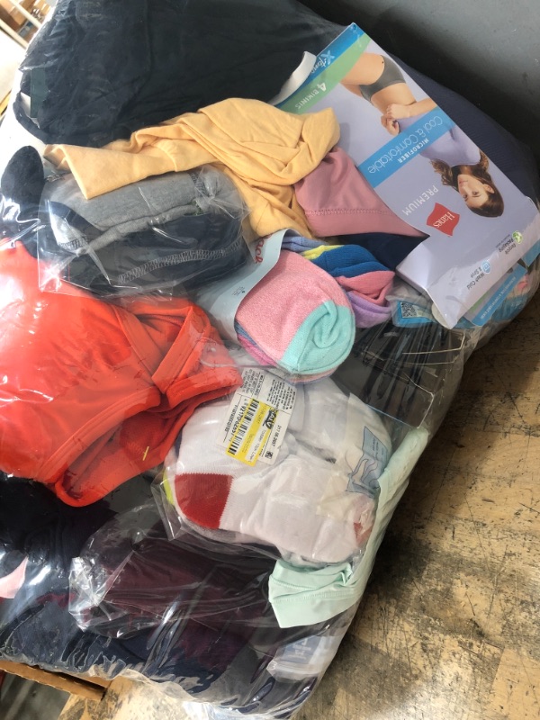 Photo 2 of BUNDLE OF MISC,  ITEMS (50 ITEMS) Hanes Premium Women's 4pk Cool & Comfortable Microfiber Briefs with X-Temp - Colors May Vary M, Multi-Colored & SOCKS SIZE-7 & BOXERS SIZE-M & BRAS- SIZE XS & SPORTS BRA SIZE L & HAT AND DIAPER COVER &  TODDLER SOCKS SIZE