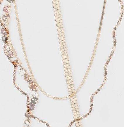 Photo 1 of Wavy Crystal and Herringbone Chain Multi-Strand Necklace - A New Day™

