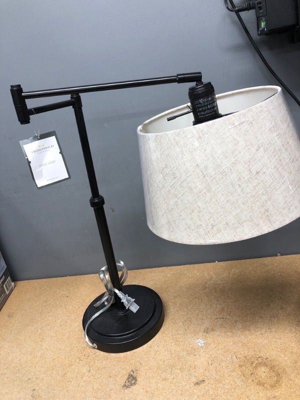 Photo 2 of 23" Traditional Swing Arm Oil Rubbed Table Lamp Black - Threshold™

