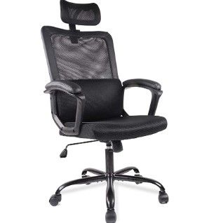 Photo 1 of Office Chair, Ergonomic Mesh Home Office Computer Chair with Lumbar Support/Adjustable Headrest/Armrest and Wheels/Mesh High Back/Swivel Rolling (Black) 15.64"D x 25.74"W x 20.47"H


