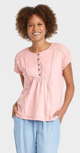 Photo 1 of Women's Short Sleeve Henley Shirt - Knox Rose™
SIZE L

