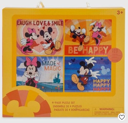 Photo 1 of Disney Mickey & Minnie Mouse Jigsaw Puzzle Set 4pk 120pc

