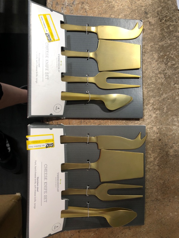 Photo 2 of 4pc Stainless Steel Cheese Serving Set Gold - Threshold™
2 PACKS

