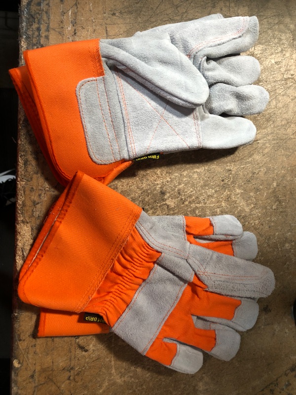 Photo 2 of 2 Pairs Garden Work Utility Gloves Cow Leather Split Large size