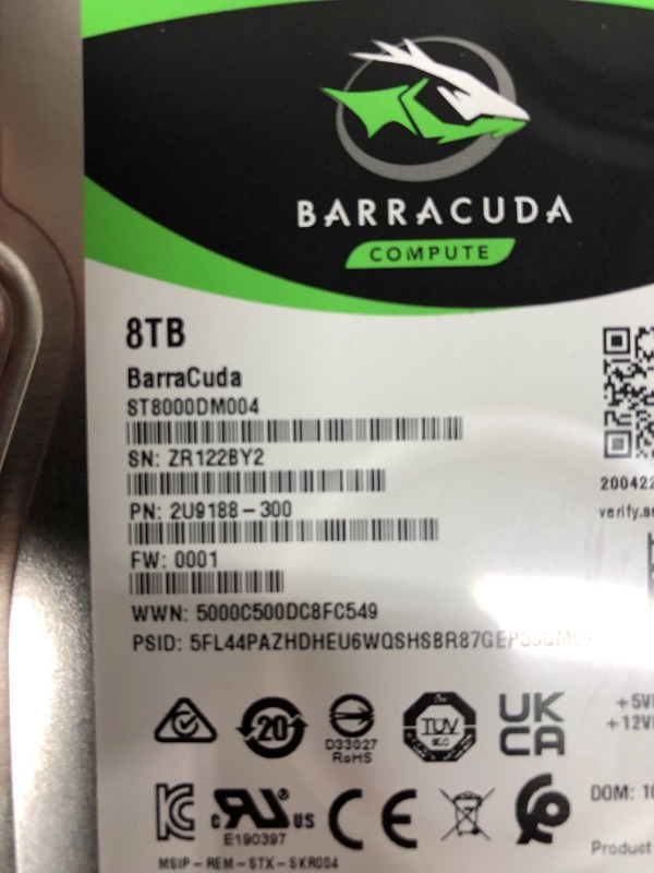 Photo 7 of Seagate BarraCuda 8TB Internal Hard Drive HDD – 3.5 Inch Sata 6 Gb/s 5400 RPM 256MB Cache for Computer Desktop PC – Frustration Free Packaging (ST8000DM004)