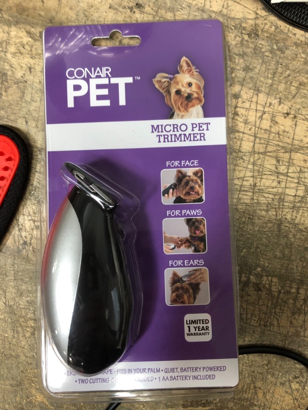 Photo 4 of 2 ITEM BUNDLE--ConairPET Dog Micro Trimmer Grooming Tool (USED BUT FUNCTIONS) + Pet Grooming Glove for Dogs & Cats - Massage & Deshedding Brush with 259 Silicone Tips - Pair of Efficient Pet Hair Remover Mitts for Long & Short Fur