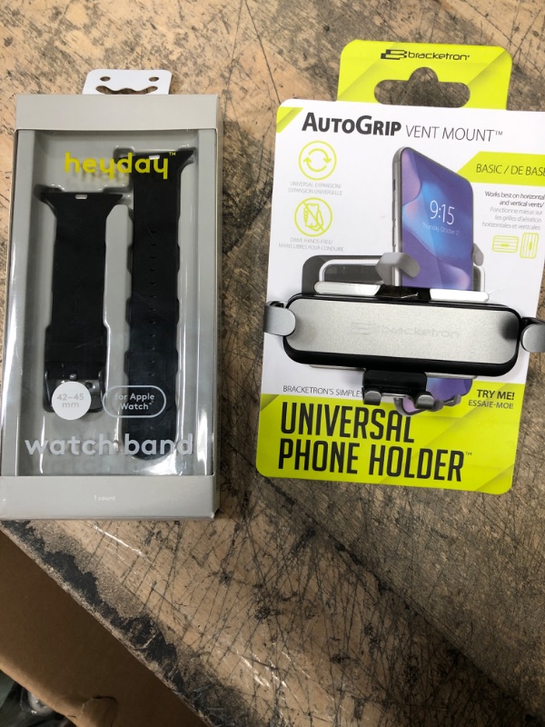 Photo 3 of 2 ITEM BUNDLE)) Bracketron AutoGrip Universal Car Vent Mount - Black + heyday™ Apple Watch Silicone Band 42-45MM