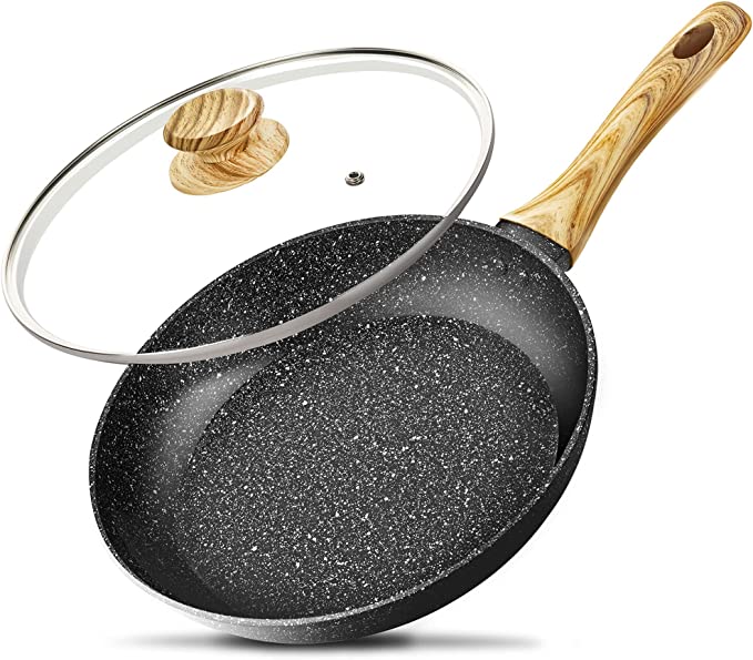 Photo 1 of 10 Inch Frying Pan with Lid, Nonstick Frying Pan with Lid, Frying Pan with 100% APEO & PFOA-Free Stone-Derived Non-Stick Coating, Nonstick Granite Skillets, Induction Compatible