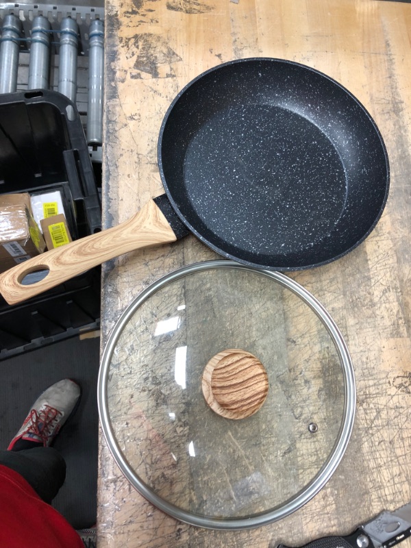 Photo 2 of 10 Inch Frying Pan with Lid, Nonstick Frying Pan with Lid, Frying Pan with 100% APEO & PFOA-Free Stone-Derived Non-Stick Coating, Nonstick Granite Skillets, Induction Compatible