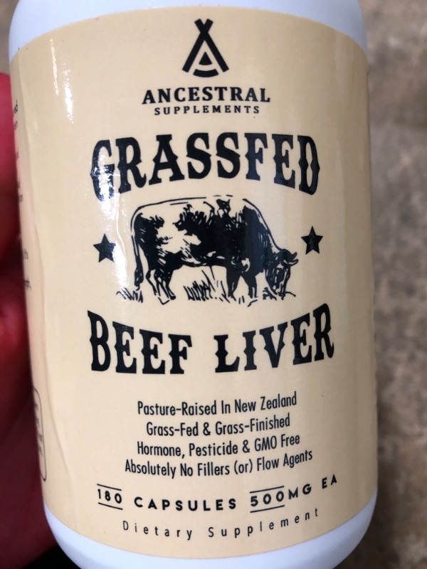 Photo 3 of ***Best by 10/2024*** Ancestral Supplements Grass Fed Beef Liver (Desiccated) — Natural Iron, Vitamin A, B12 for Energy (180 Capsules)
