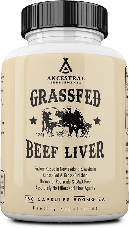 Photo 1 of ***Best by 10/2024*** Ancestral Supplements Grass Fed Beef Liver (Desiccated) — Natural Iron, Vitamin A, B12 for Energy (180 Capsules)
