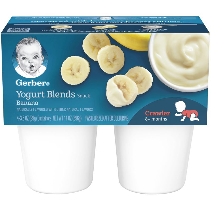Photo 1 of ***EXP 12/21/2022*** (Pack of 20) Gerber Yogurt Blends Snack Banana Yogurt, 3.5 Oz Cups
