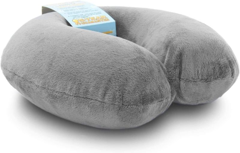 Photo 1 of Crafty World Travel Neck Pillow Washable Cover Comfortable Memory Foam Airplane Travel Accessories Essentials Plane Neck Support Pillow for Neck Pain Relief and Sleeping Grey
