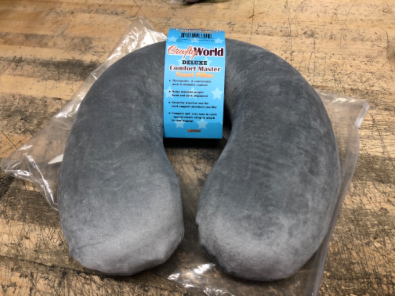 Photo 2 of Crafty World Travel Neck Pillow Washable Cover Comfortable Memory Foam Airplane Travel Accessories Essentials Plane Neck Support Pillow for Neck Pain Relief and Sleeping Grey
