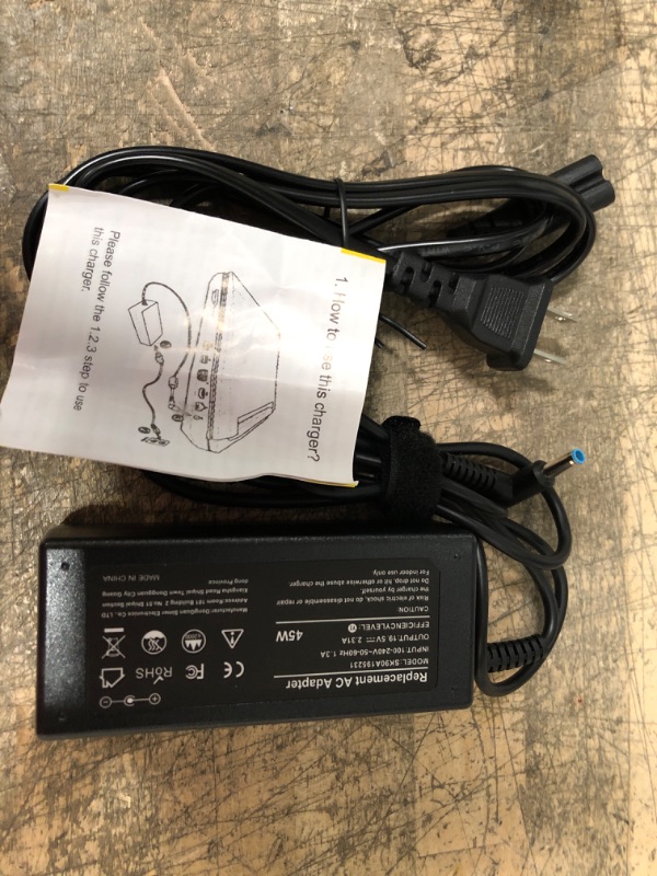 Photo 1 of DJW 19.5V 2.31A 45W Ac Adapter/Power Cord Supply for HP Pavilion 11 13 15HP elitebook Folio 1040 g1HP Stream 13 11 14hp touch