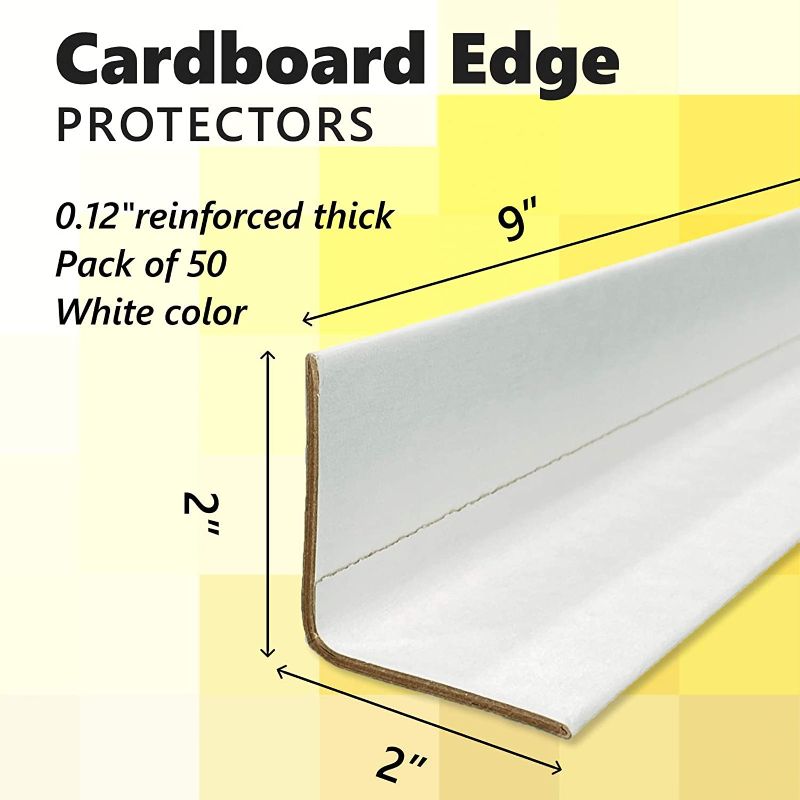 Photo 1 of IDL Packaging - CEP-9-M Cardboard Edge Protector 2" x 2" x 9", Pack of 50 – White Kraft Cardboard Corner Protectors for Shipping – V-Board Reinforced Pallet Edge Protector
