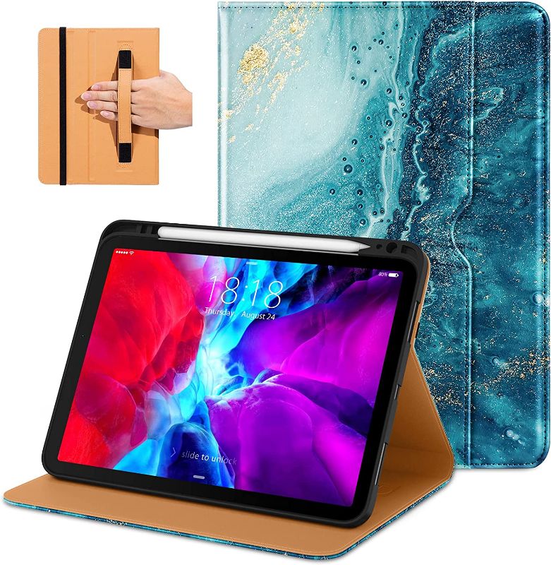 Photo 1 of DTTO Case for iPad Air 5th / 4th Generation 10.9 Inch (2022/2020), iPad Pro 11 Inch Case with Premium PU Leather Cover[Built-in Wireless Charing Pencil Holder & Hand Strap]-Auto Wake/Sleep-Sandy Wave
