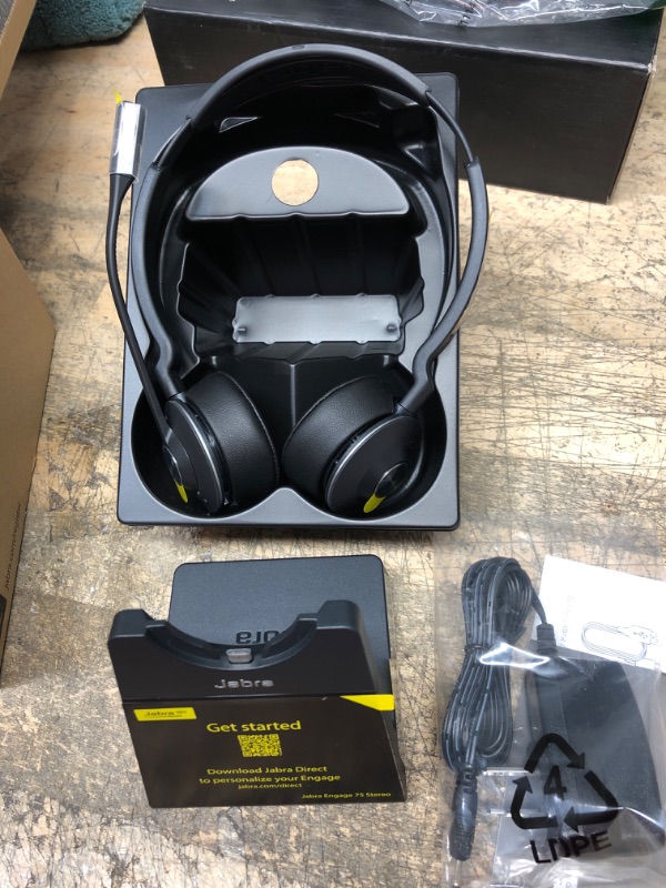 Photo 4 of Jabra Engage 75 Wireless Headset, Stereo – Telephone Headset with Industry-Leading Wireless Performance, Advanced Noise-Cancelling Microphone, All Day Battery Life
