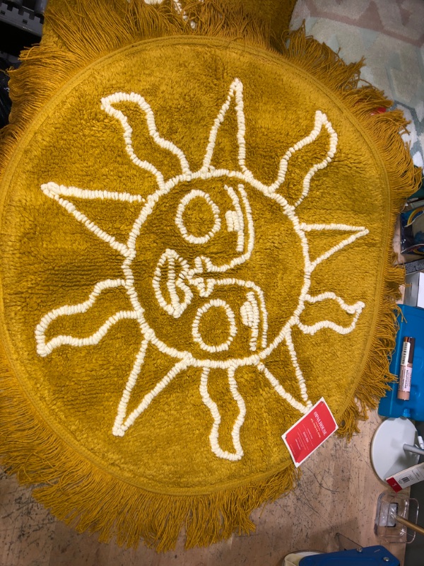 Photo 2 of 25" Round Tufted Sun Fringe Cotton Bath Rug Yellow - Opalhouse™ Designed with Jungalow™
