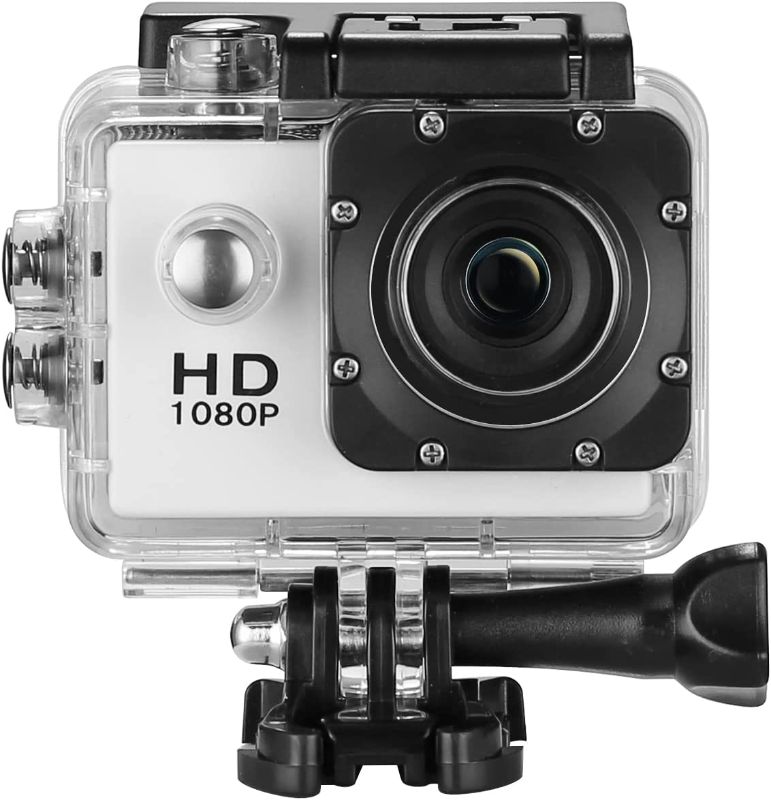 Photo 1 of Waterproof Action Camera-1080P 12MP Full HD Sports Camera Underwater 30M, 140 Degree Wide-Angle Mini DV Camcorder with Multi Accessories
