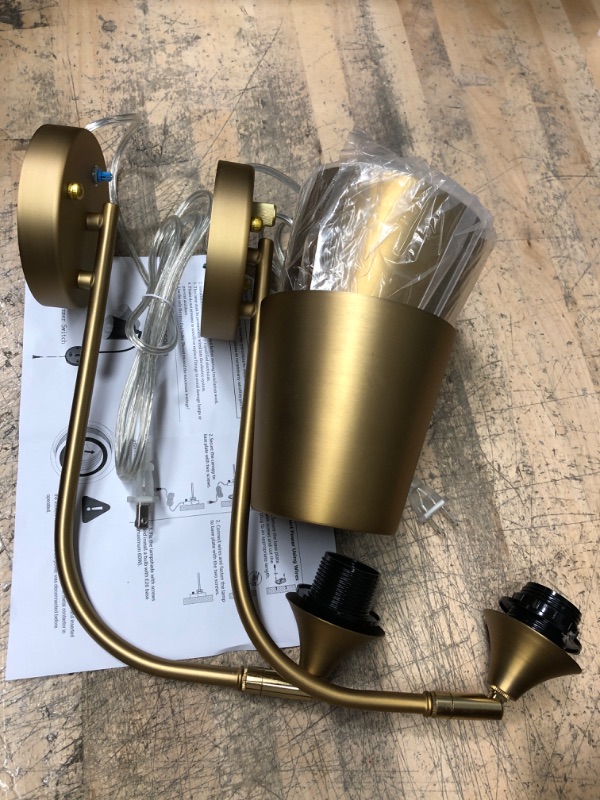 Photo 2 of 2-Pack** Gold Plug in Wall Sconce Set of 2 with Dimmer Switch, Wall Mounted Industrial Lamp for Bedroom, Living Room 
