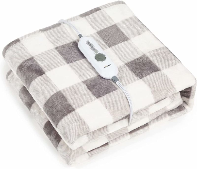 Photo 4 of  WOOMER Electric Heated Throw Blanket(50"x 60"), Soft Flannel Fast Heating Blanket with Multi-Color Option, 4 Heating Levels & 4H Auto Off, Machine Washable, Over-Heat Protection
