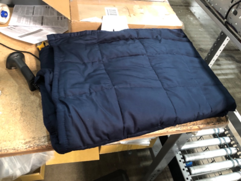 Photo 3 of Amazon Basics All-Season Cotton Weighted Blanket(Navy blue)