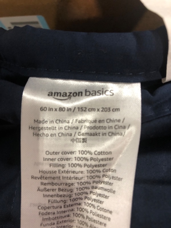 Photo 2 of Amazon Basics All-Season Cotton Weighted Blanket(Navy blue)