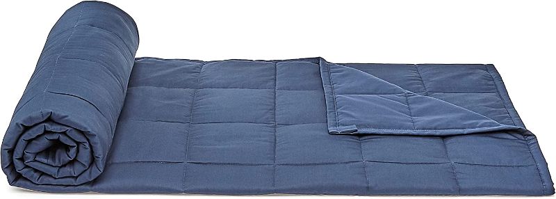 Photo 1 of Amazon Basics All-Season Cotton Weighted Blanket(Navy blue)