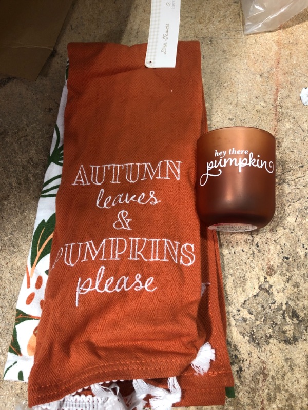 Photo 1 of (Bundle) Autumn dish towels 2 pack & Autumn glass cup