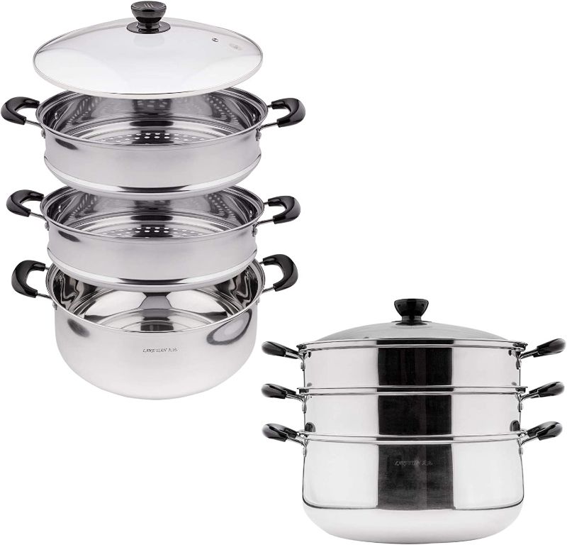 Photo 1 of 3 Tier Stainless Steel Steamer Pot For Cooking With Stackable Pan Insert