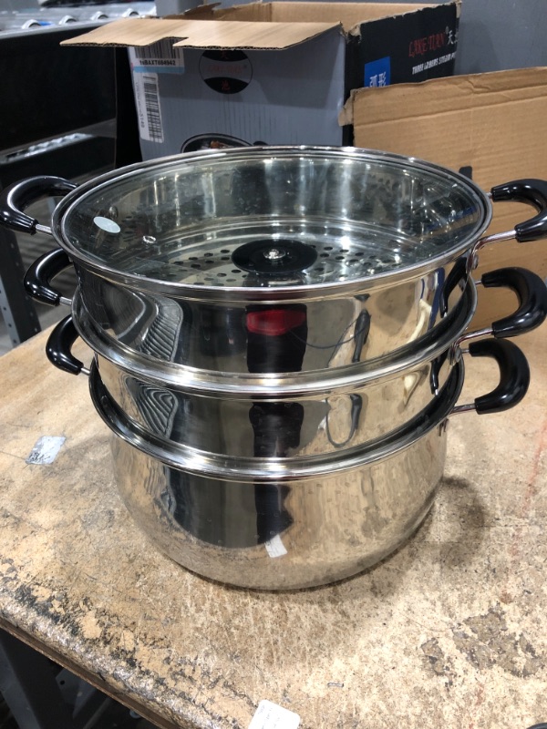 Photo 2 of 3 Tier Stainless Steel Steamer Pot For Cooking With Stackable Pan Insert