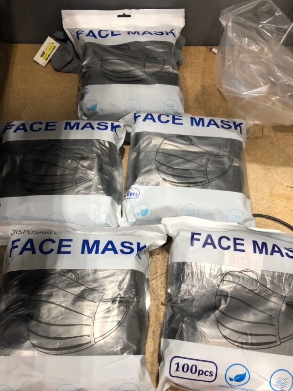 Photo 2 of 500Pcs Disposable Face Masks, Black Face Mask, 3 Ply Disposable Mask