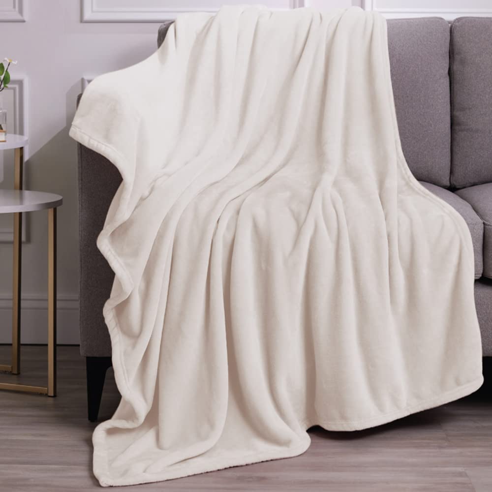 Photo 1 of 
Luxurious Soft Fleece Bed or Throw Blanket by lalaLOOM, King 108x90 Warm Velvet Plush Blankets, Comfy Lightweight Cozy Bedding, Washable Home Décor Throws for Sofa Couch, Bedroom Dorm Room, Ivory
