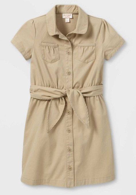 Photo 1 of Girls' Short Sleeve Uniform Safari Dress - Cat & Jack™ Khaki

