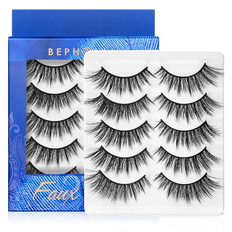 Photo 1 of BEPHOLAN Fake Eyelashes, Cat-eye Lashes, 5 Pairs False Eyelashes Synthetic Fiber Material, XMZ202
