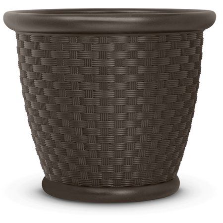 Photo 1 of 2-Suncast Sonora 18 X 18 X 16 Round Brown Resin Plant Planter with UV Resistant Material
