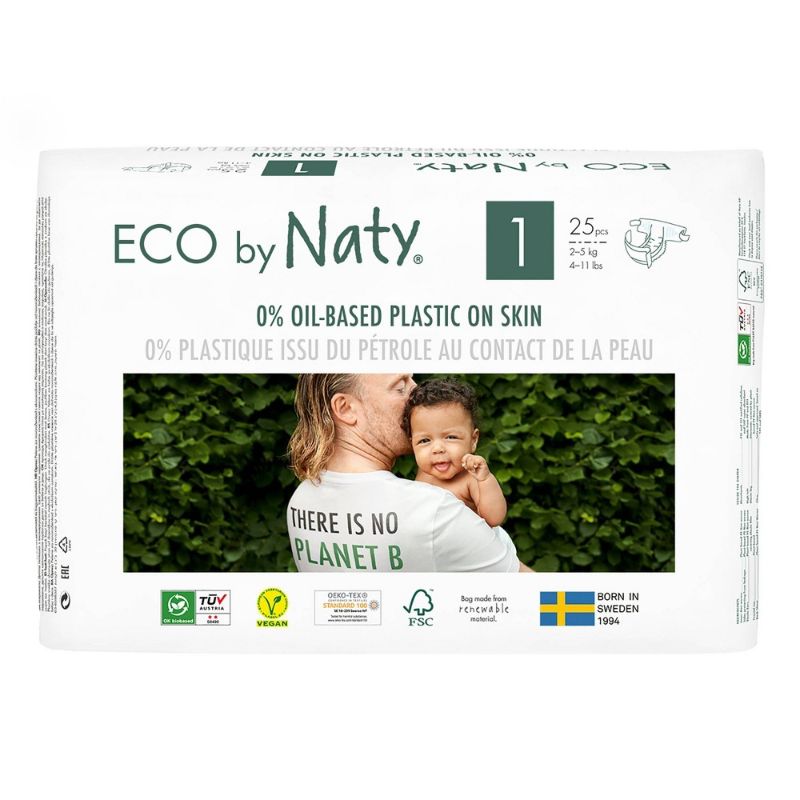 Photo 1 of Eco by Naty Disposable Diapers for Sensitive Skin - Size 1 25.0 Ea
