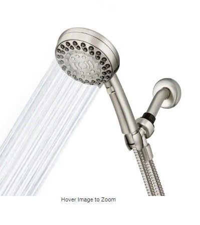 Photo 1 of 6-Spray Patterns 4.5 in. Single Wall Mount Adjustable Handheld Shower Head in Brushed Nickel
