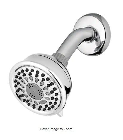 Photo 1 of 5-Spray 3.8 in. Single Wall Mount 1.8 GPM Fixed Shower Head in Chrome
