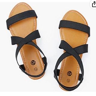 Photo 1 of Rekayla Flat Elastic Sandals for Women Brown/Black Size 7 