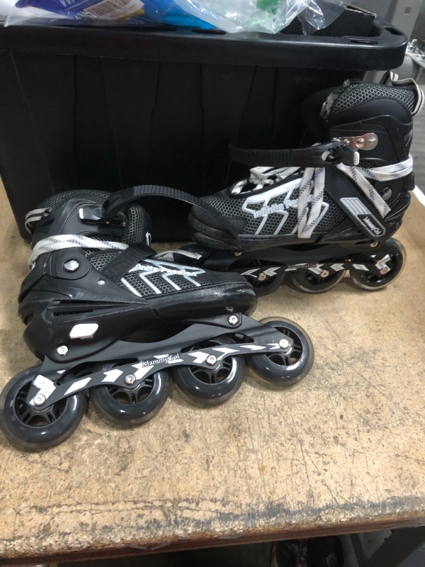 Photo 2 of MammyGol Adjustable Inline Skates for Adults and Teen, Safe and Durable Roller Skates Black/White Size 6 