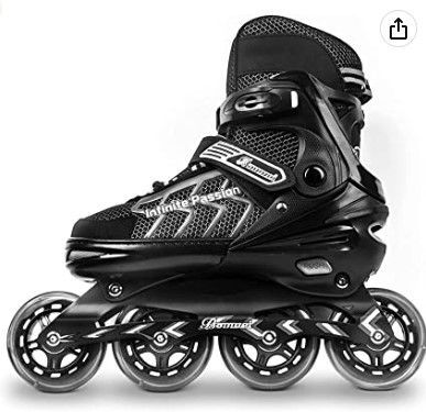 Photo 1 of MammyGol Adjustable Inline Skates for Adults and Teen, Safe and Durable Roller Skates Black/White Size 6 