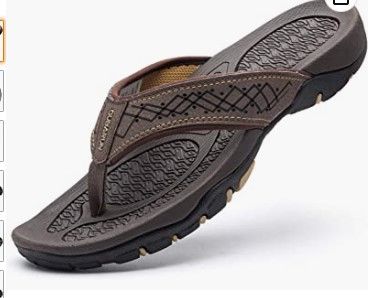 Photo 1 of GUBARUN Mens Sport Flip Flops Comfort Casual Thong Sandals Outdoor Brown2 Size 10 