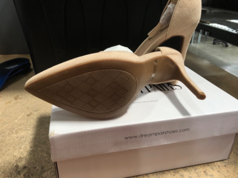Photo 4 of DREAM PAIRS Women's Lowpointed Low Heel Dress Pump Shoes Nude Suede Size 6 