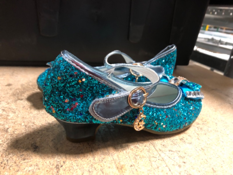 Photo 4 of Amtidy Girls Dress Shoes Mary Jane Wedding Party Shoes Glitter Bridesmaids Princess Heels Blue Size 2.5