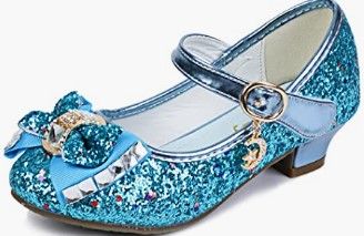 Photo 1 of Amtidy Girls Dress Shoes Mary Jane Wedding Party Shoes Glitter Bridesmaids Princess Heels Blue Size 2.5